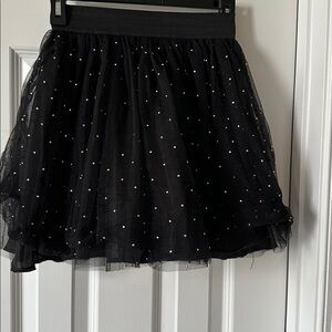 Black Tulle Skirt with White stones Polka Dots -NEW